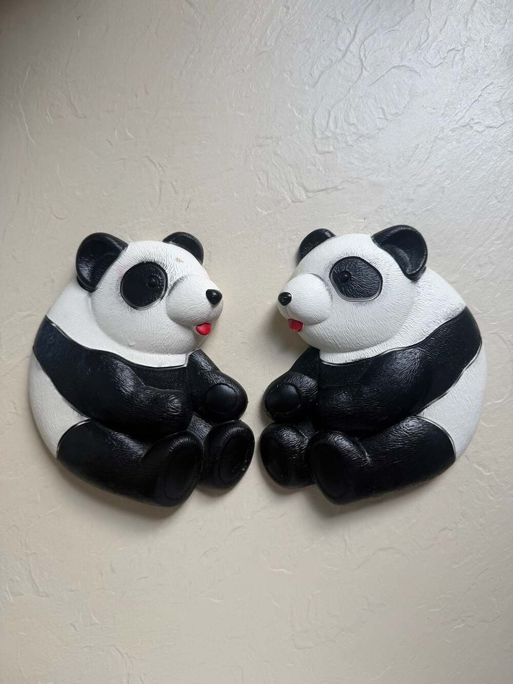 Vintage Miller Studio Chalkware Panda Wall Plaques - Set of 2